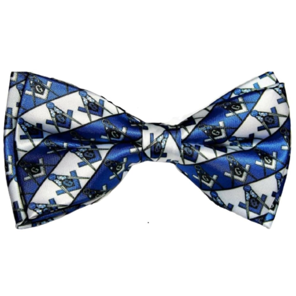 COPY - Mason bowtie Masonic Square Compass  Blue & white